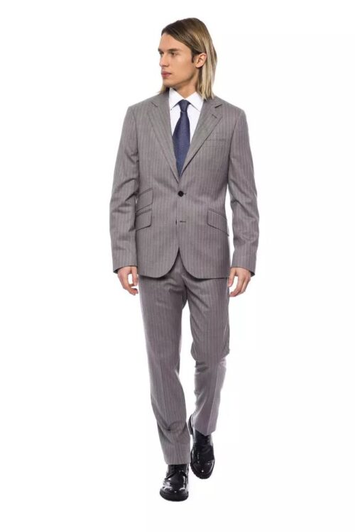 Billionaire Italian Couture Elegant Gray Italian Wool Suit