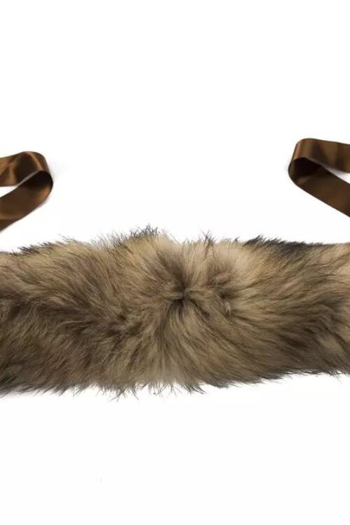 BYBLOS Elegant Leather Finnraccoon Fur Neck Warmer