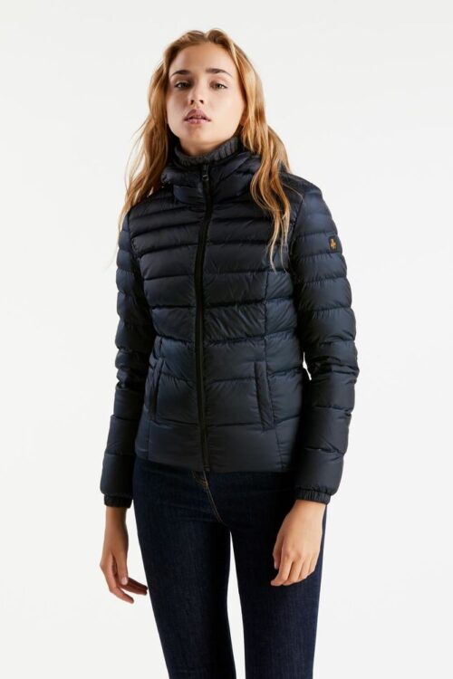 Refrigiwear Elegant Satin-Feel Down Jacket in Dark Blue