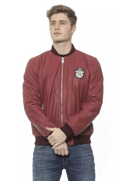 Billionaire Italian Couture Elegant Burgundy Men’s Leather Bomber