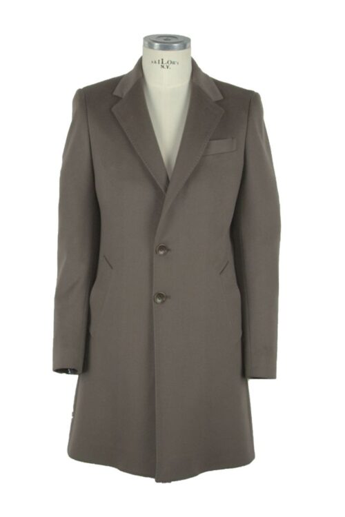 Made in Italy Elegant Italian Wool Coat in Rich Brown Hue