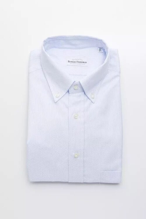 Robert Friedman Elegant Light Blue Cotton Button-Down Shirt