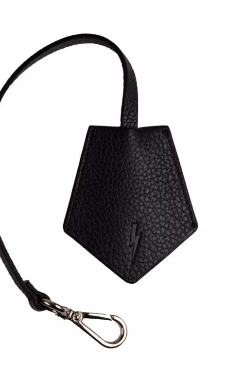 Neil Barrett Sleek Black Leather Keychain for Men