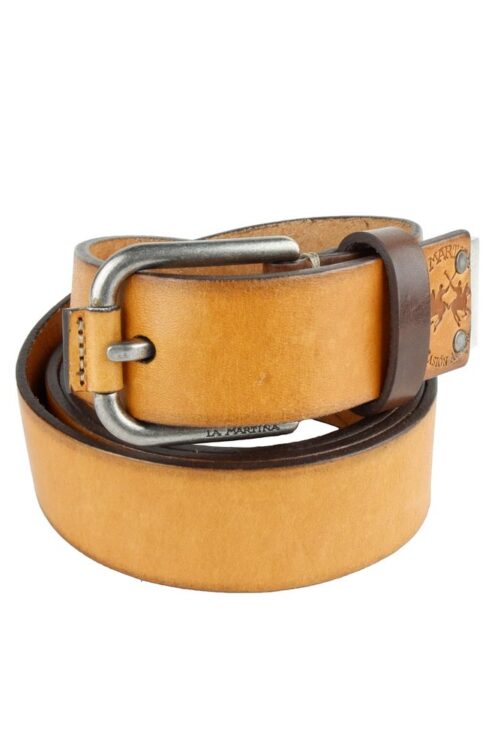 La Martina Chic Unisex Leather Belt in Vibrant Yellow