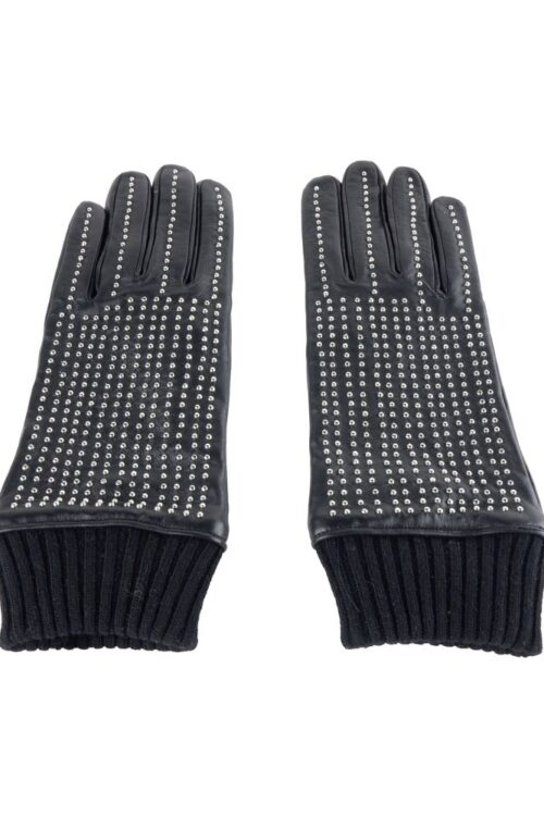 Cavalli Class Elegant Black Leather Gloves