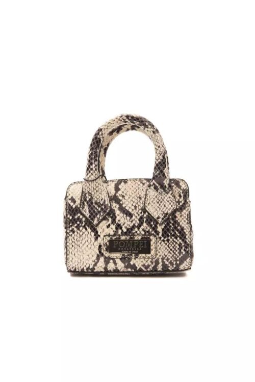 Pompei Donatella Chic Gray Python Mini Tote With Adjustable Straps
