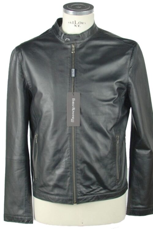 Emilio Romanelli Sleek Leather Black Jacket