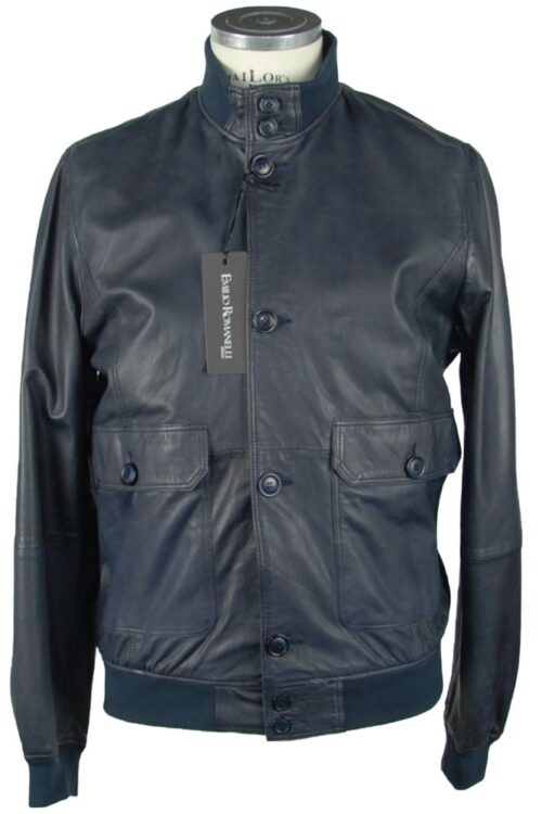 Emilio Romanelli Sapphire Leather Elegance Jacket