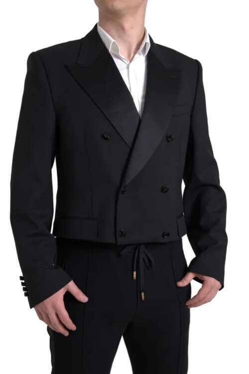 Dolce & Gabbana Black Double Breasted Cropped Blazer SICILIA