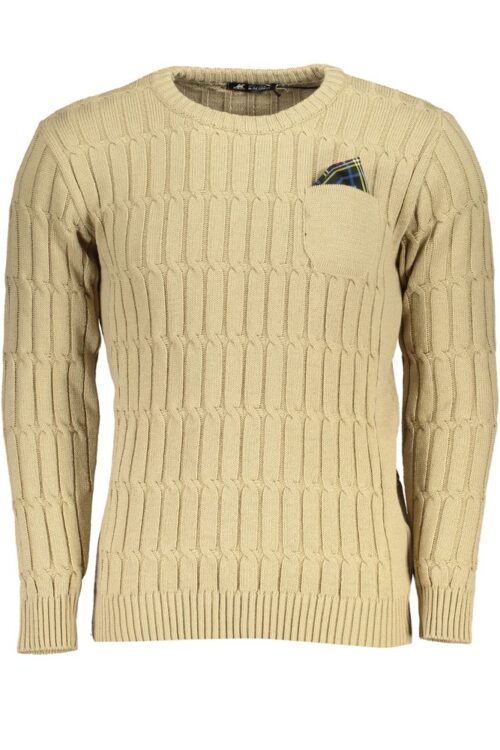 U.S. Grand Polo Elegant Beige Long Sleeve Crew Neck Sweater
