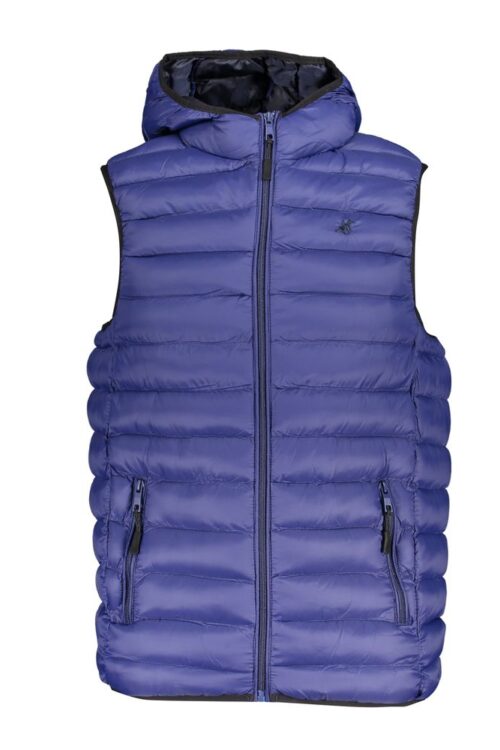 U.S. Grand Polo Sleeveless Hooded Blue Jacket with Embroidery Detail