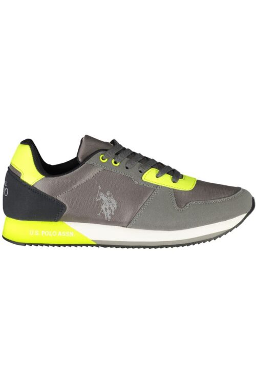 U.S. POLO ASSN. Elegant Gray Lace-Up Sports Sneakers