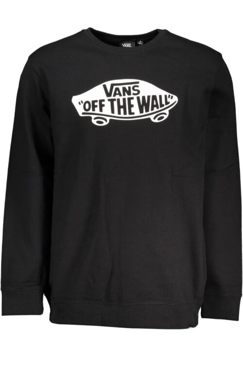 Vans Sleek Black Cotton Sweatshirt with Logo Print