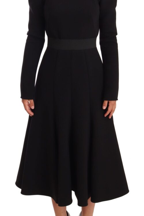 Dolce & Gabbana Elegant Black Stretch Sheath Mid-Calf Dress