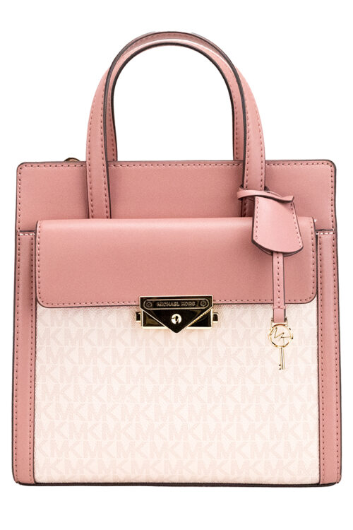 Michael Kors Cece Small Pink PVC North South Flap Tote Crossbody Bag Purse