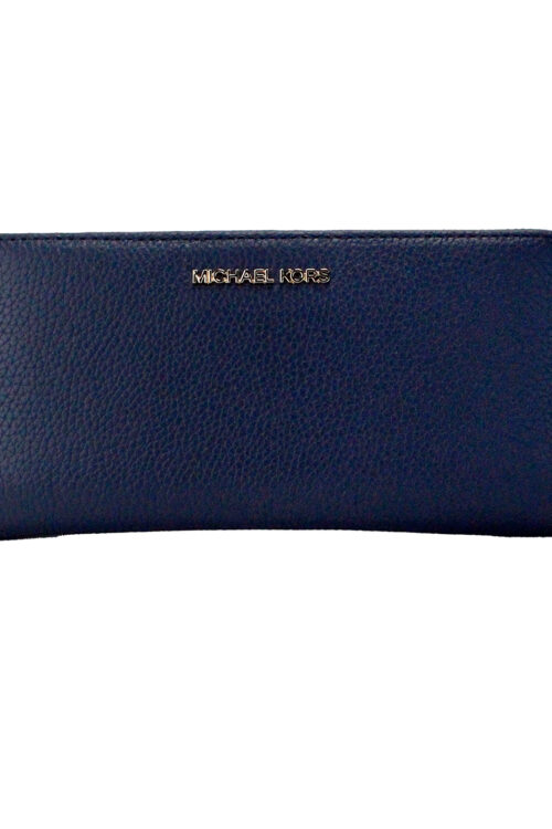 Michael Kors Jet Set Travel Large Navy Pebbled Leather Continental Wrist Wallet