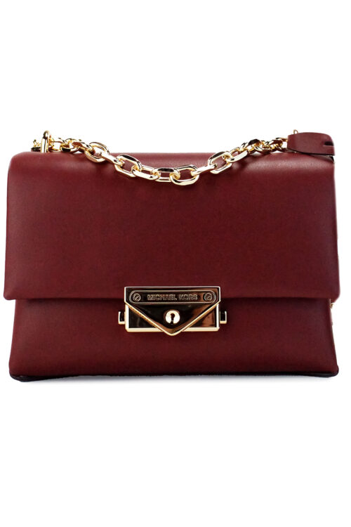 Michael Kors Cece Small Dark Cherry Vegan Leather Convertible Flap Crossbody Bag