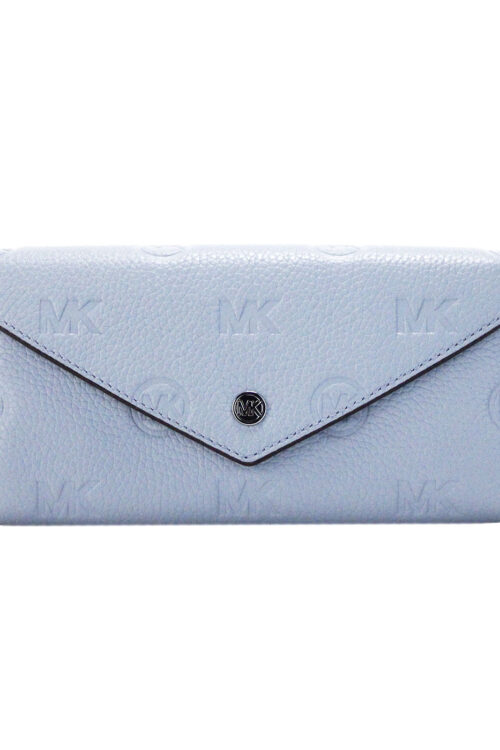 Michael Kors Jet Set Large Pale Blue Embossed Envelope Continental Clutch Wallet