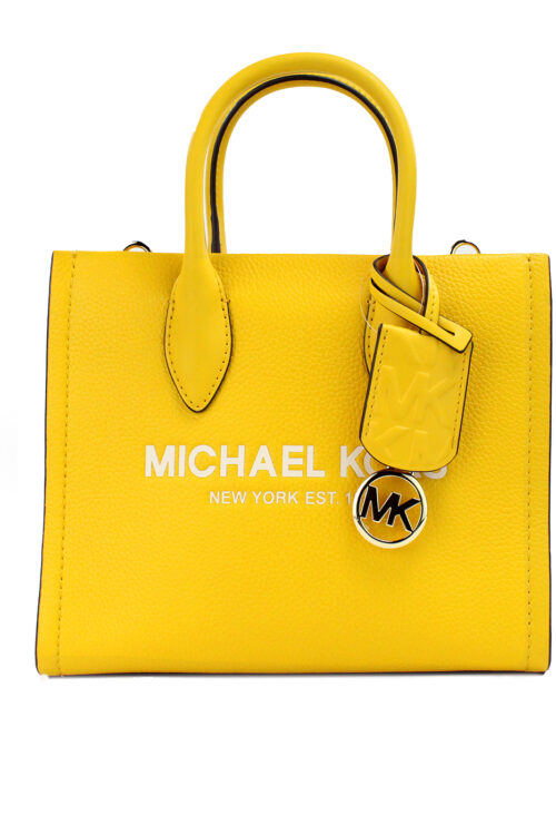 Michael Kors Mirella Small Jasmine Yellow Leather Top Zip Shopper Tote Bag