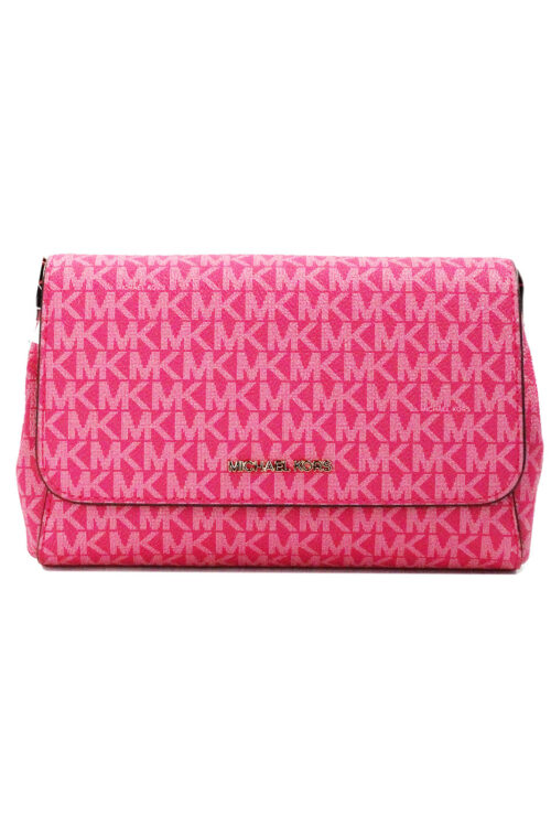 Michael Kors Jet Set Medium Electric Pink Convertible Pouchette Crossbody Bag