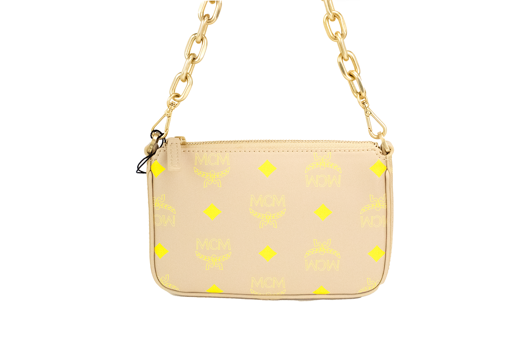 MCM Color Splash Logo Croissant Smooth Leather Mini Pouch Crossbody Handbag