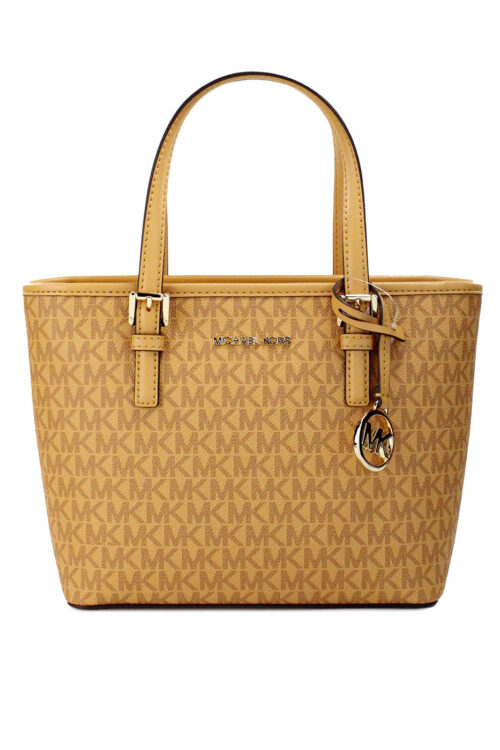 Michael Kors Jet Set Cider PVC Leather XS Carryall Top Zip Tote Bag Purse