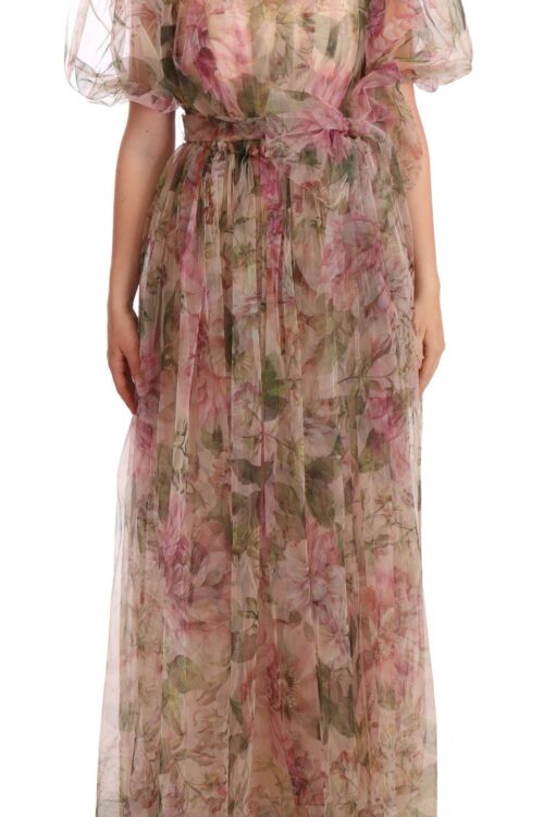 Dolce & Gabbana Floral Print Nylon Maxi Dress